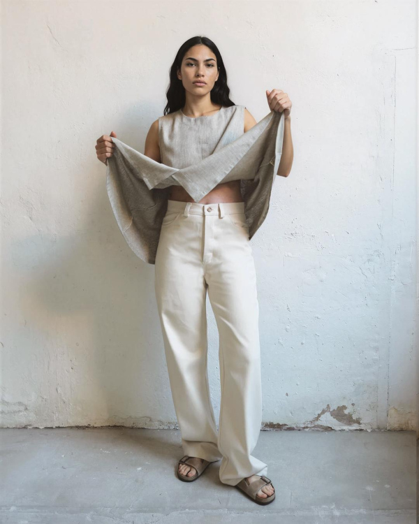 high waist cotton pants